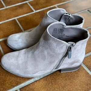 Girls Taupe Suede-Look Side-Zip Ankle Boots